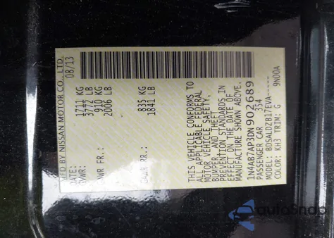 2013 Nissan Sentra Sv из США, поврежденный, VIN 1N4AB7AP3DN902689